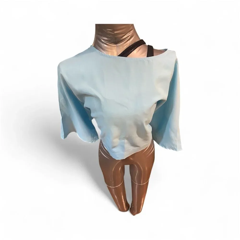 Brand new with tags! Zanzea Sky Blue Women's Crop Top - Picture 3 of 9